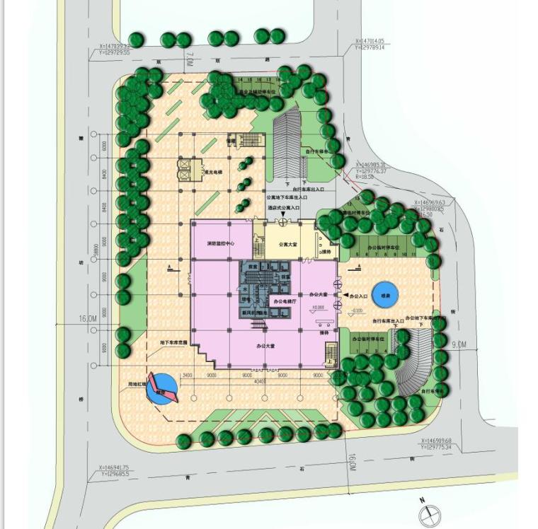 [江苏]南京百汇国际办公楼建筑方案文本设计-一层平面图