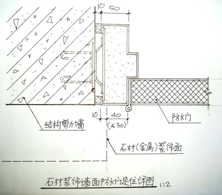 室内装饰工程综合精确测量放线培训讲义PPT（含图纸）-31石材装饰墙面防火门定位详图