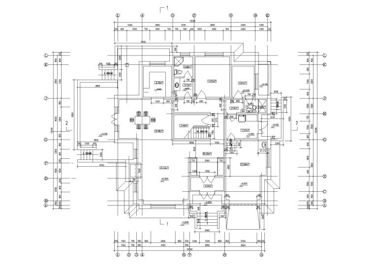 30套二层别墅建筑施工图（CAD）-平面图1