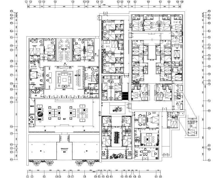 [云南]丽江禅意中式风格民宿酒店施工图+效果图（附水电、消防图）-1总平面布置图