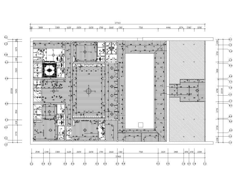 [云南]丽江禅意中式风格民宿酒店施工图+效果图（附水电、消防图）-4A区天花灯具布置图