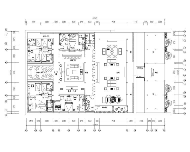 [云南]丽江禅意中式风格民宿酒店施工图+效果图（附水电、消防图）-2A区平面布置图