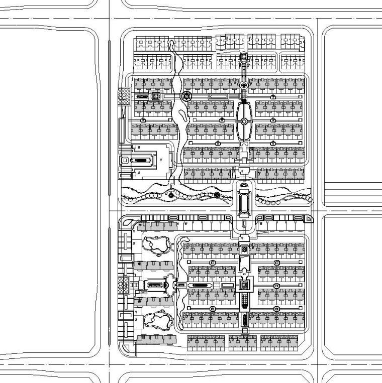 [安徽]淮南山南新区山水宅邸规划施工图设计（CAD）-总平面图