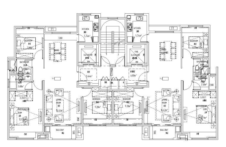 [安徽]淮南山南新区山水宅邸规划施工图设计（CAD）-120高层户型一