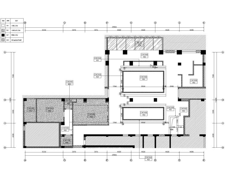 上海桀思空间-上海金沙路酒店式公寓室内装修施工图（附效果图）-61F公区天花设计图