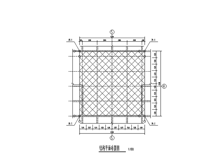 钢结构顶棚cad图资料下载-景观建筑|荆山地下商业顶棚网壳钢结构施工图