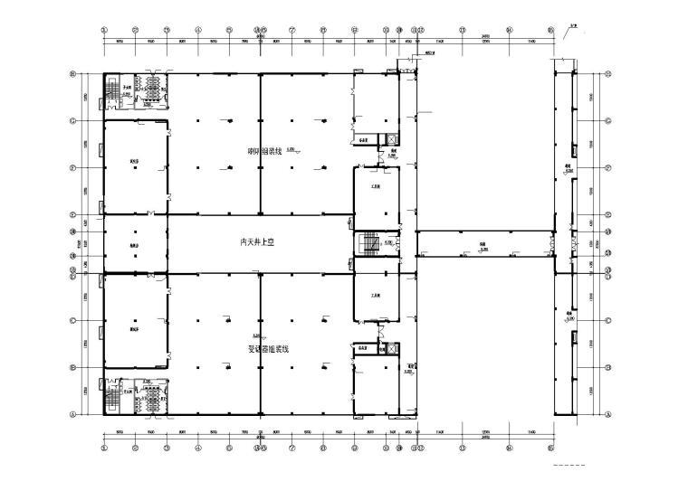 三层钢筋混凝土工业厂房全套施工图设计（CAD）-二层给排水平面图
