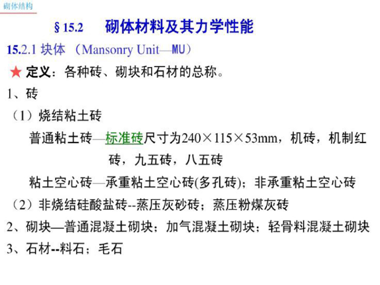 混凝土结构-砌体结构设计（PDF，共98页）-砌体材料及其力学性能1