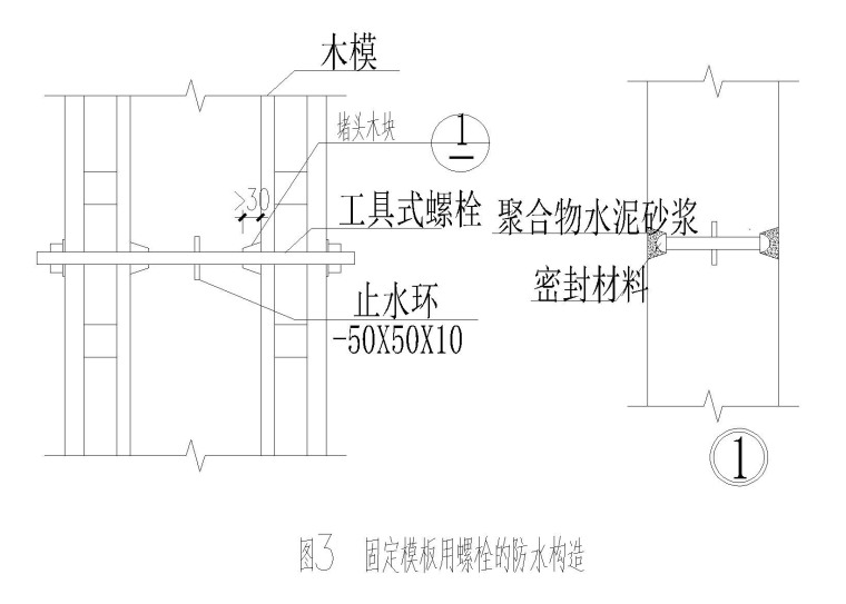 住房建设项目人防地下室结构施工图（2015）-固定模板用螺栓的防水构造