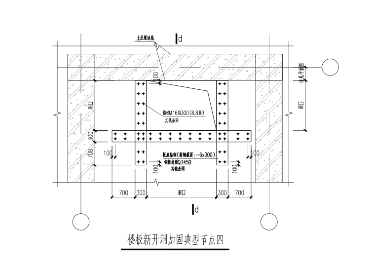 超高层地标建筑南北公寓装修改造工程结构图-楼板新开洞加固典型节点