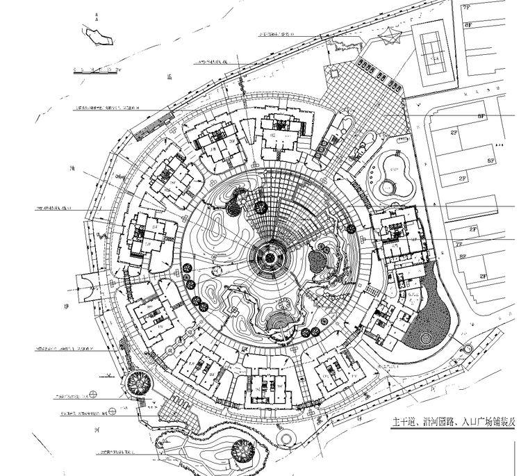 [浙江]温州居住区建筑景观全套CAD施工图（含结构，暖通，效果图）-2 铺装平面图_看图王