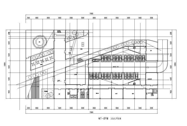 [甘肃]大学生活动中心建筑施工图设计（CAD）-地下一层平面图