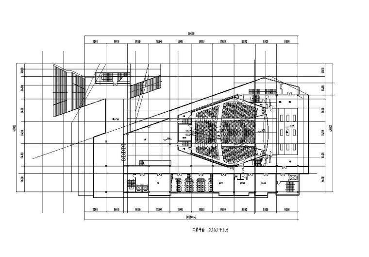 [甘肃]大学生活动中心建筑施工图设计（CAD）-二层平面图