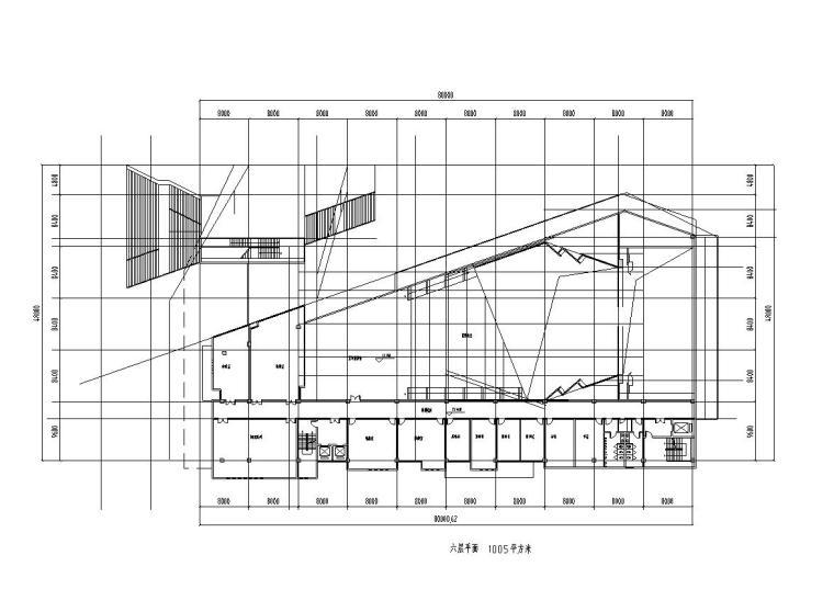 [甘肃]大学生活动中心建筑施工图设计（CAD）-六层平面图