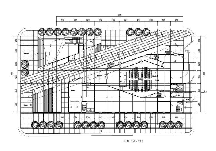 [甘肃]大学生活动中心建筑施工图设计（CAD）-一层平面图