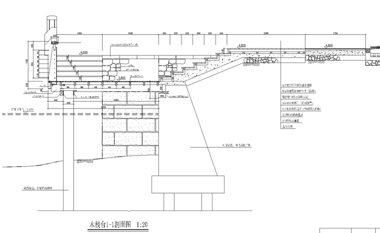 [浙江]温州居住区建筑景观全套CAD施工图（含结构，暖通，效果图）-9 木栈台剖面图_看图王