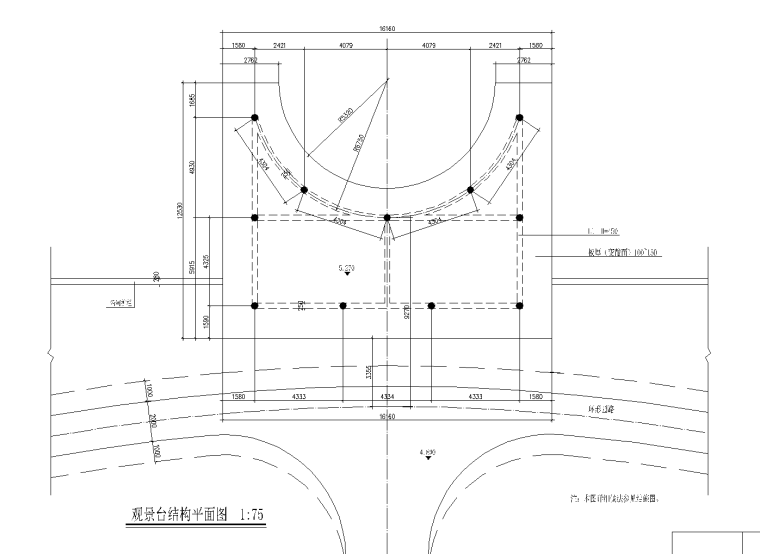 [浙江]温州居住区建筑景观全套CAD施工图（含结构，暖通，效果图）-10 观景台结构平面_看图王