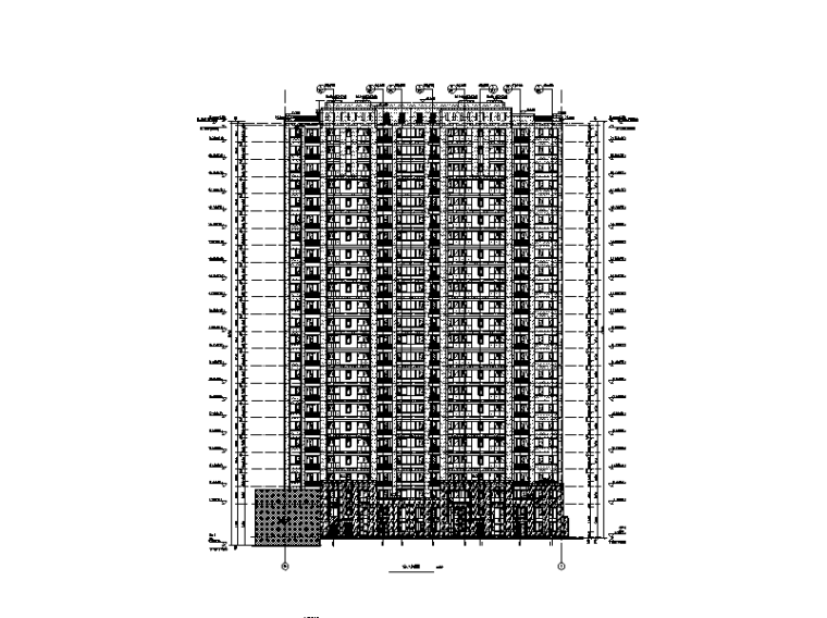 23层剪力墙住宅+商业楼建筑结构施工图（含框架裙房，2017）-住宅+商业楼建筑立面图