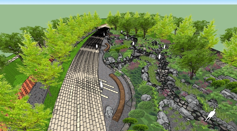 鄂尔多斯公园绿化资料下载-上海万科南站绿轴公园su模型（附方案文本&CAD图纸）
