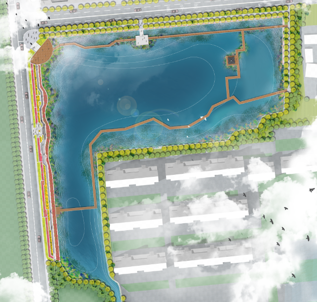 学校小游园景观设计平面图资料下载-景观ps|小水系平面图psd分层素材