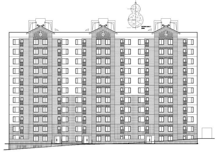 [沧澜]11层剪力墙结构保障房隔震设计施工图（2016）-1栋建筑立面图