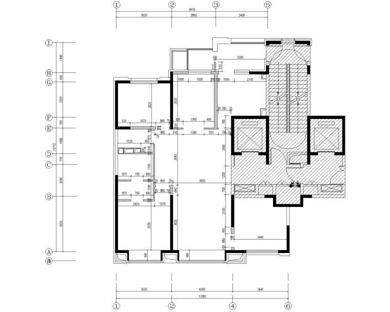 北京知名地产翡翠长安140户型样板间丨设计方案两版+施工图+物料书-3平面砌筑图