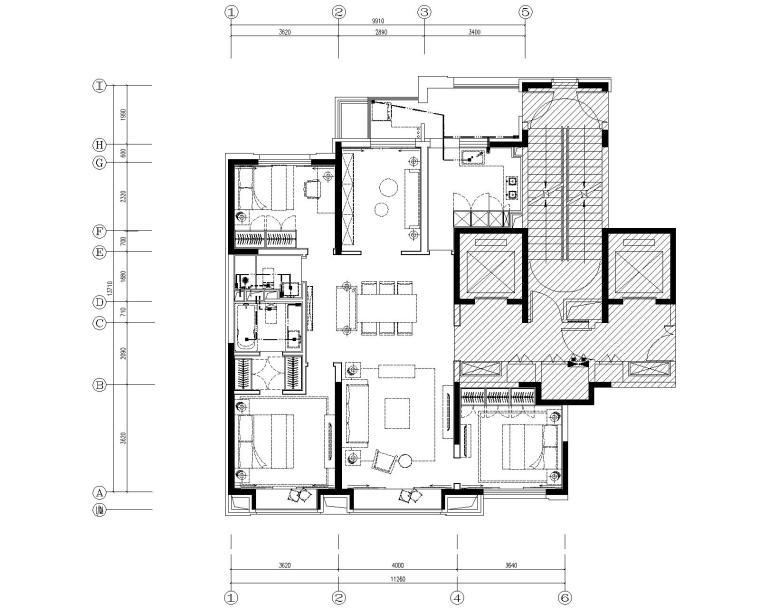 北京知名地产翡翠长安140户型样板间丨设计方案两版+施工图+物料书-8排水布置图