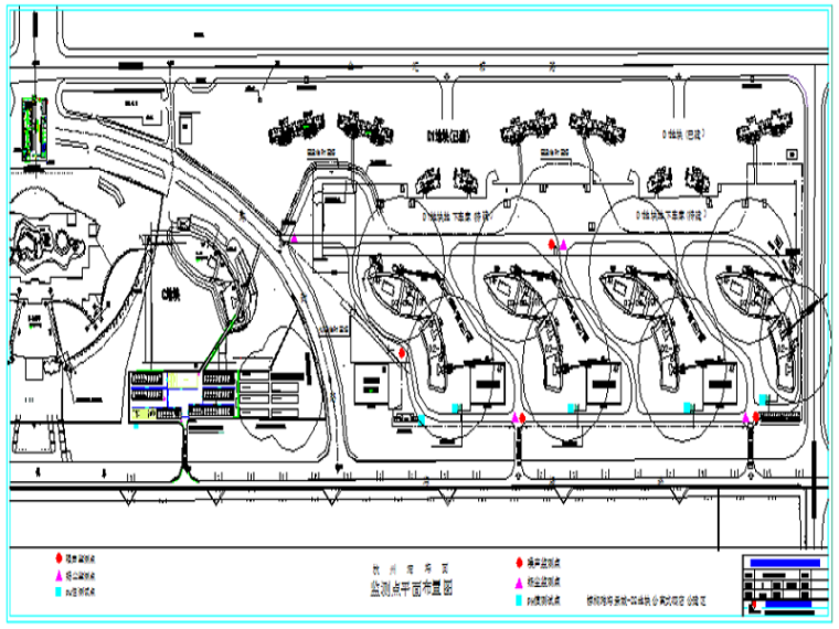 [上海]框架剪力墙结构商业住宅项目绿色施工方案（图文并茂）-36各监测点平面布置图