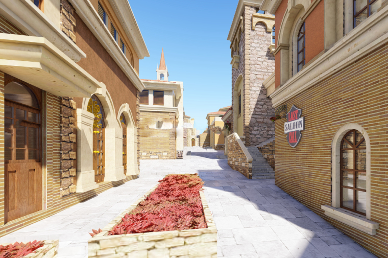 西班牙风格商业平面资料下载-西班牙风格商业小镇居住区模型设计（2018年）
