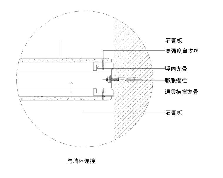 单层石膏板隔墙系统节点详图-5单层石膏板隔墙系统节点图