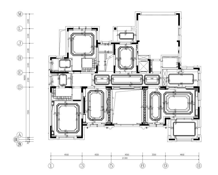 [云南]奥迅设计-昆明古滇样板房项目湖景林苑B区500A户型丨施工图+官方摄影-5一层天花开线图