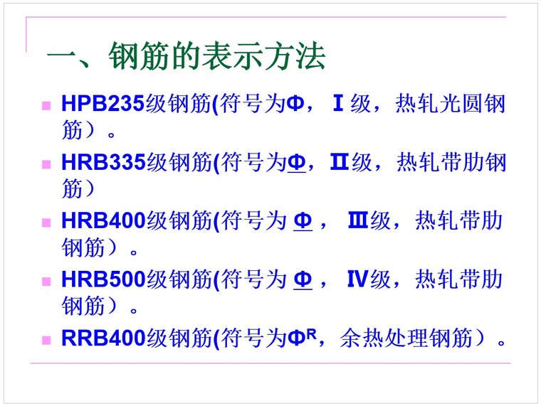 钢筋基础知识及钢筋工程量计算-1、钢筋的表示方法