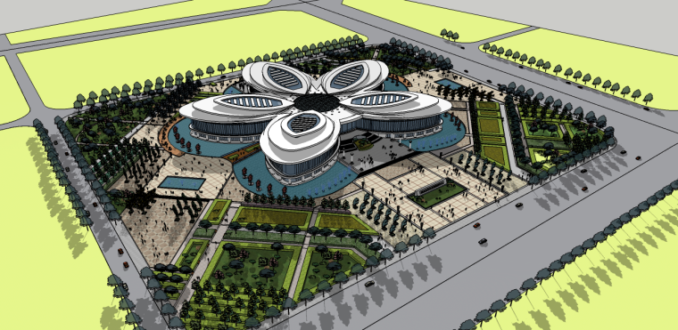 市民中心空间设计资料下载-市民广场活动中心SU模型