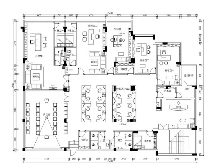 标准办公室设计cad资料下载-[江西]南康华瑞地产办公室设计施工图+设计说明+机电图+物料表