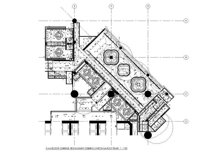 [澳门]梁志天—澳门8餐厅室内装修全套CAD施工图-天花吊顶图