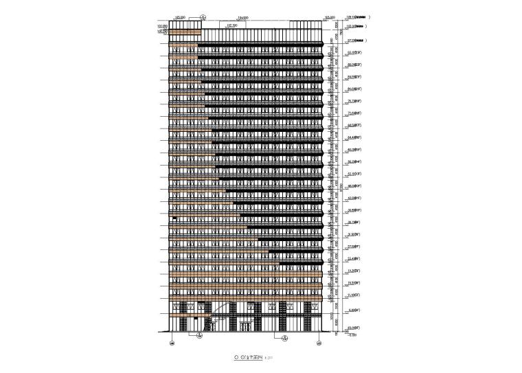 23层框筒结构写字楼全套图建筑结构水暖电-建筑轴立面图3