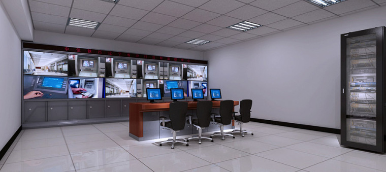 监控室监控室cad施工图资料下载-监控中心.监控室设计案例效果图