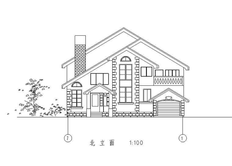 北立面图