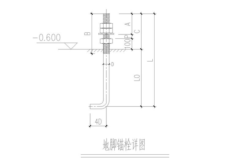 单层钢-砼结构商场建筑结构施工图2016-地脚锚栓详图