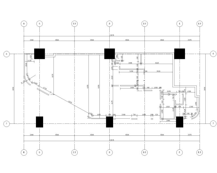 CHAO巢羽-上海舞伎居酒屋室内装修施工图+效果图SU模型+实景-2隔墙尺寸图