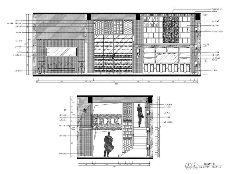 某地区天畝会所唐庄室内装修设计全套CAD施工图-红酒区立面图