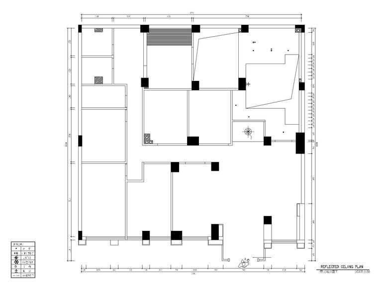 某地区天畝会所唐庄室内装修设计全套CAD施工图-一层天花布置图