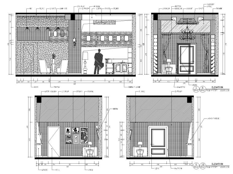 某地区天畝会所唐庄室内装修设计全套CAD施工图-红酒区立面图4