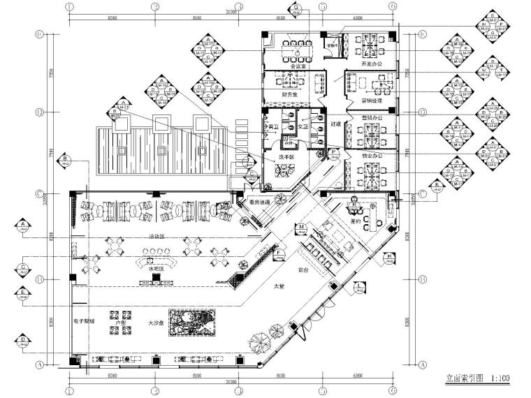 [惠州]华日理想住宅售楼处施工图+效果图-立面索引图