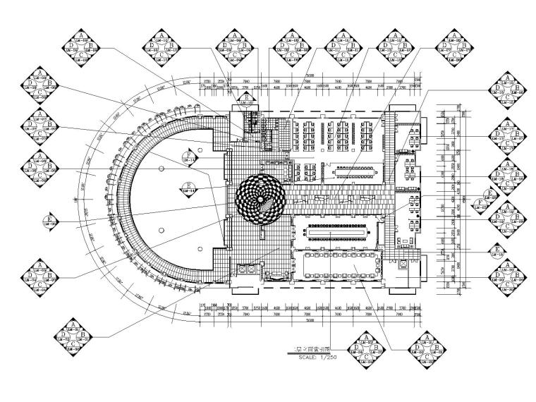 [山东]豪德山东写字楼设计施工图+设计说明+机电图+物料表-二层立面索引图