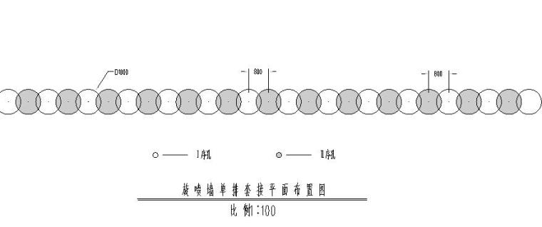 湖泊生态经济区防洪整治工程项目图纸（多图）-旋喷墙单排套接平面图