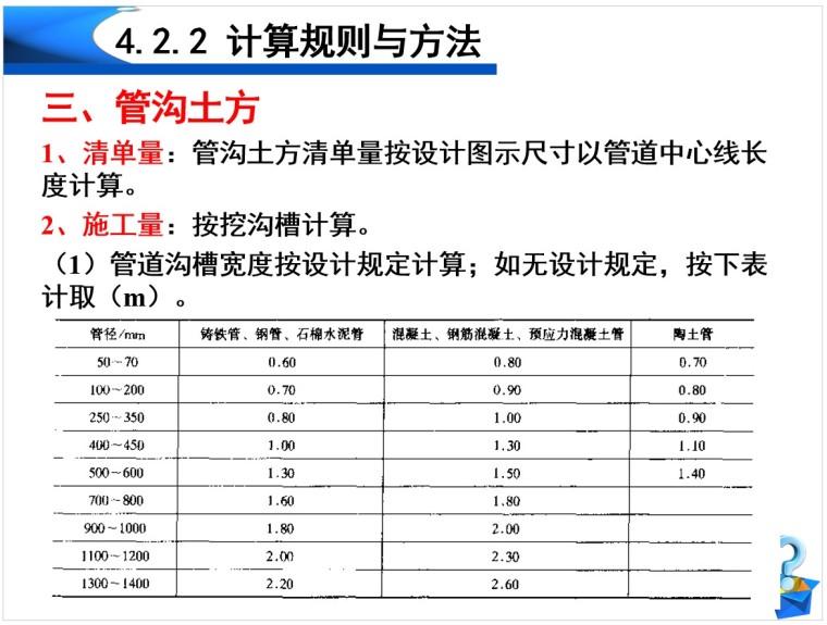 建筑工程土石方工程量计算-5、管沟土方