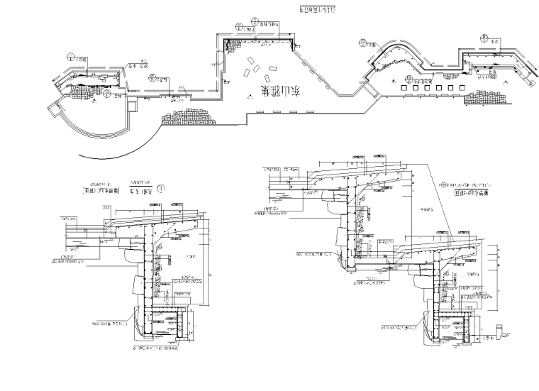 毛石挡土墙施工图dwg资料下载-雕塑水池挡土墙驳岸结构详图
