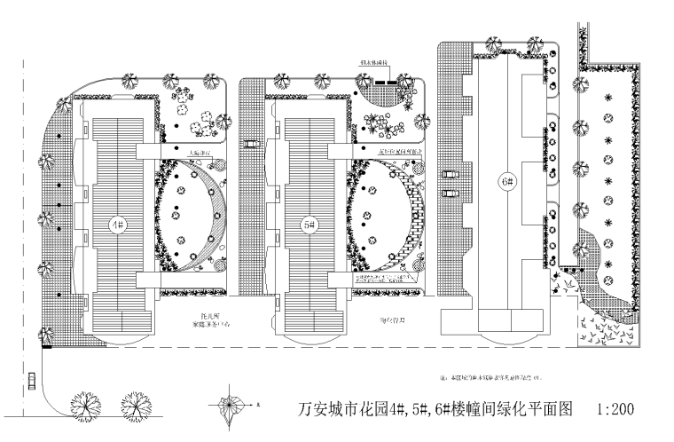 [江西]万安城市花园居住区景观CAD施工图-3 分区绿化_看图王