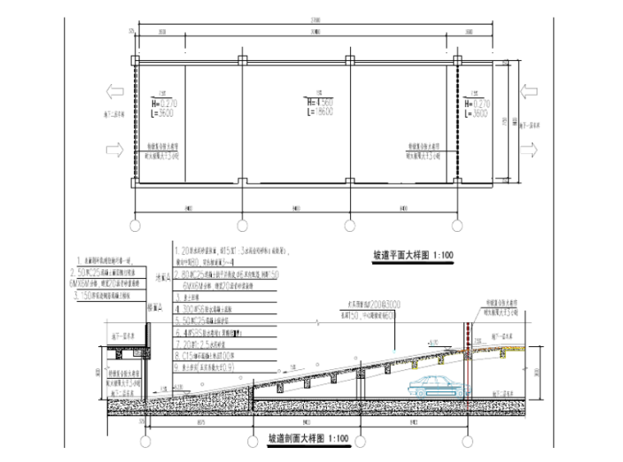 某知名地产地下车库设计标准化-坡道剖面大样图